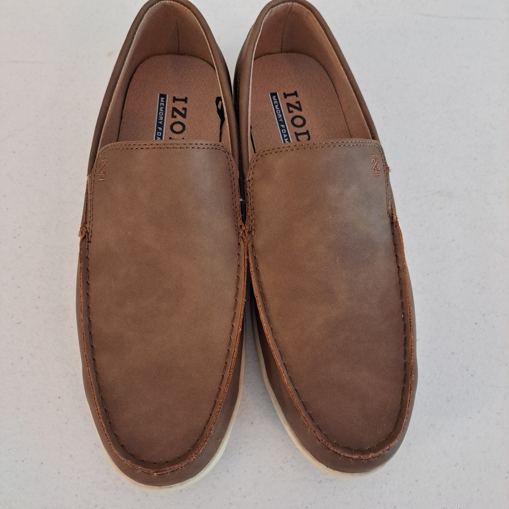 IZOD Loafers Mens Size 10 Brown Memory Foam Slip On Moc Toe Shoes 1263-567